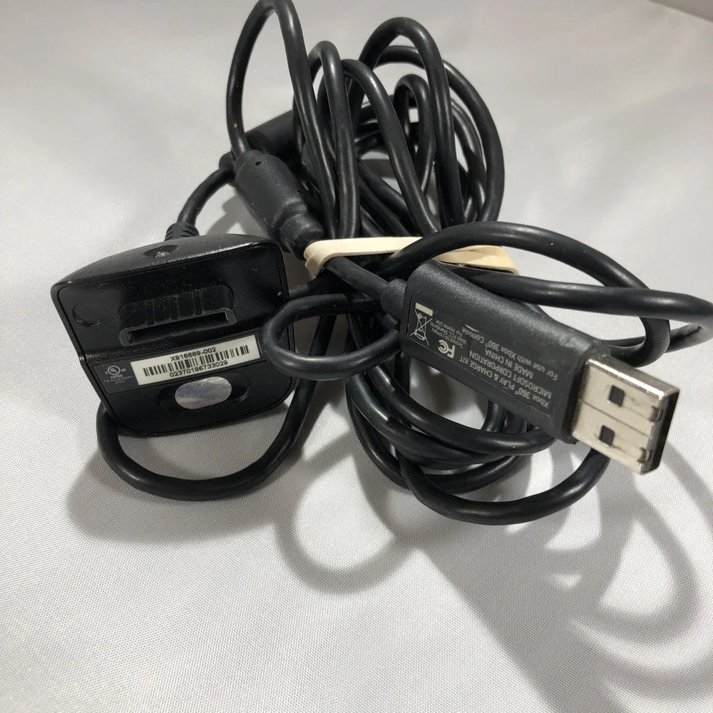 Microsoft Xbox 360 OEM Play & Charge Controller USB Charging Cable Black
